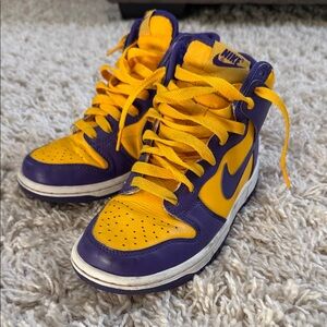 Nike Kids Hightop Sneakers - Bold Purple and Yellow
